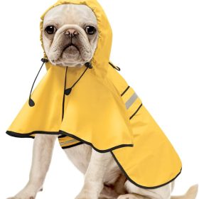 Reflective Dog Raincoat - Adjustable Waterproof Raincoat for Dogs, Lightweight Dog Hooded Slicker Rain Coat Poncho for Small to X- Large Dogs(Yellow, Medium)