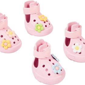 Dog Shoes for Hot Pavement,Waterproof Dog Shoes for Small Medium Dogs,Breathable Non-Slip Dog Boots Paw Protectors with Rubber Soles,Dog Booties for Beach and Snow (Pink, XS)