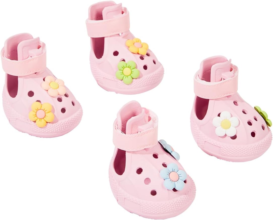 Dog Shoes for Hot Pavement,Waterproof Dog Shoes for Small Medium Dogs,Breathable Non-Slip Dog Boots Paw Protectors with Rubber Soles,Dog Booties for Beach and Snow (Pink, XS)