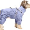 Dog Raincoat for Small Dogs, Small Dog Rain Jacket with Harness Built in, Waterproof 4 Legs Puppy Raincoats, Puppy Outdoor Jacket with Reflective Strip, Purple, XL