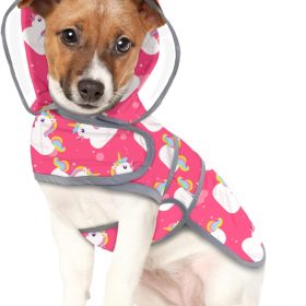 Dog Raincoat with Clear Hood Rain Jacket Poncho for Small Medium Large Dogs Unicorn Ducks Pink - M