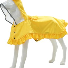 Dog Raincoats, Waterproof Dog Rain Jacket with Clear Hood, Adjustable Reflective Lightweight Breathable Pet Rain Poncho for Small Medium Large Dogs(Yellow, X-Small)