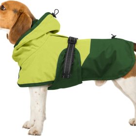 Dog Raincoat for Small Medium and Large Dogs Waterproof Dog Rain Jacket Adjustable Hooded Dogs Raincoat Pet Rain Coat Poncho with Leash Hole, Reflective Strip, Green, L