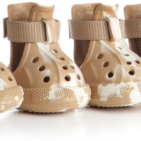 Dog Shoes for Hot Summer Pavement, Dog Shoes for Small Dogs, Waterproof Dog Boots & Paw Protectors, Non-Slip Dog Rain Booties, Easy Clean Sandals for Beach Brown Size 1