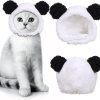 Cute Cat Costume - Warm Bear Hat for Small Pets (Black & White)