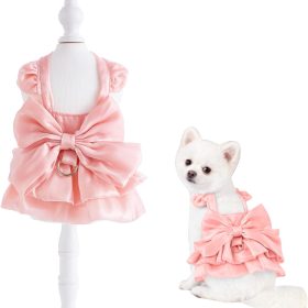 Dog Princess Costume Dog Wedding Dress Cute Cat Skirt Sleeveless Puppy Girl Clothes for Small Pet Puppy Cats with D-Ring (Pink, Small)