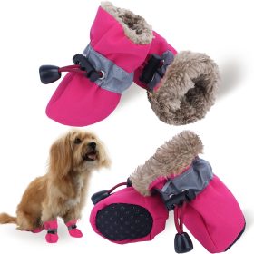 Dog Snow Boots, Dog Shoes for Winter, Dog Winter Boots for Small Medium Dogs Puppies, Dog Boots & Paw Protectors with Anti-Slip Sole and Plush, Pack of 4