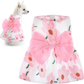 Dog Pet Clothes Dog Dresses, Cute Floral Puppy Dresses Pet Cat Princess Bowknot Clothes Cute Puppy Summer Outfits for Medium and Small Dogs Cat Girls(Medium)