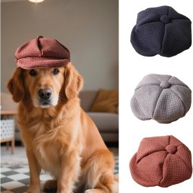3 Pcs Dog Berets Fashion Pet Hat French Artist Cat Cap Baseball Cap for Party Birthday Wedding Photo (L, Retro)