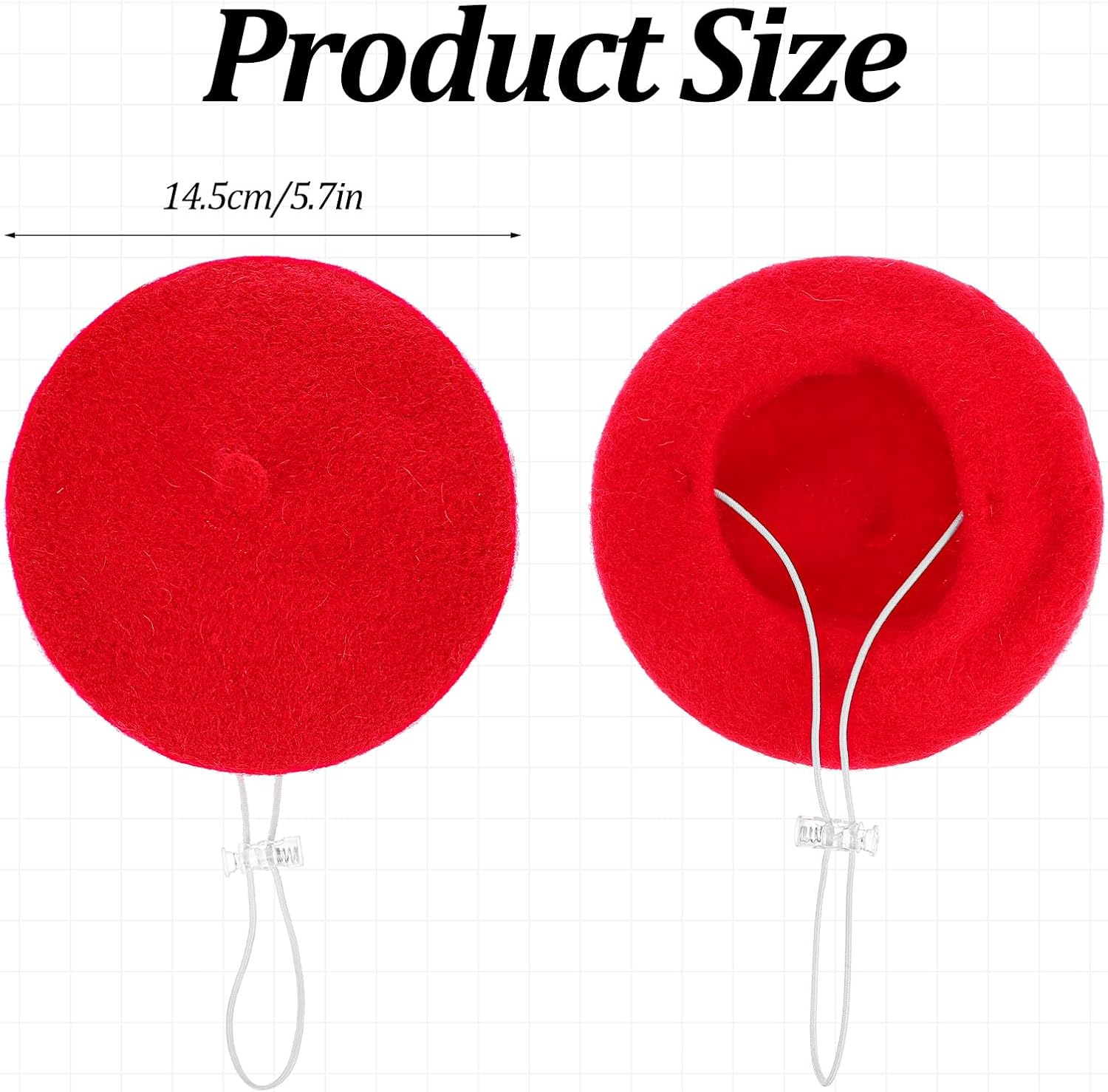 1Pcs Dog Beret for Small Dogs Cat, French Artist Dog Hats Cute Felt Cats Hat for Small Dogs Cat Halloween Christmas Hair Accessory Photo Props(Red) - Image 2