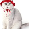 Strawberry Cat Hat, Cotton & Soft Cute Knitted Hats for Cats Birthday Party Christmas Puppy Hat for Small Pets (Red, M)