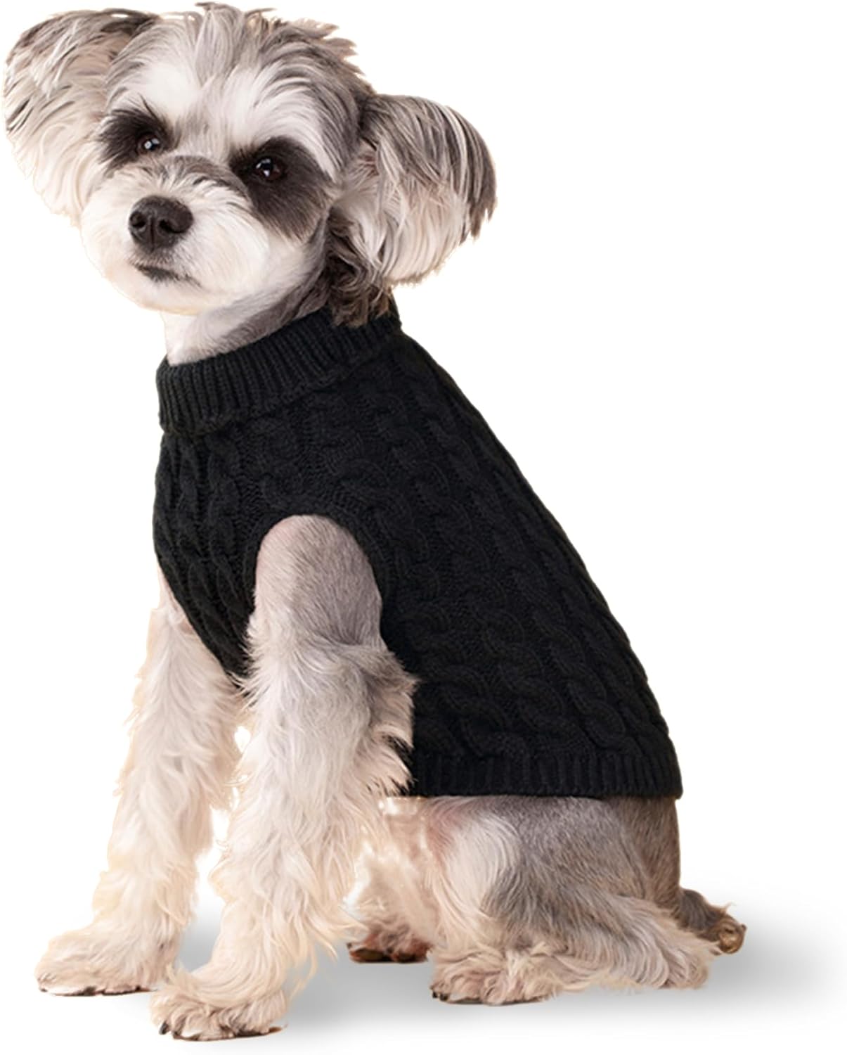 Dog Sweater, Black M Pullover Sweater, Turtleneck Knitwear, Puppy Outfits for Small and Medium Dogs, Warm Clothes for Bulldog, Poodle, Yorkshire etc.