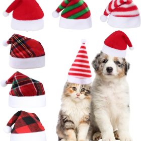 6 Pcs Different Christmas Patterns Dog Cat Pet Santa Hat - Christmas Hats Costumes Santa Hat Xmas Photo Props for Puppy Kitten Small Cats Dogs-Soft Breathable and Comfortable Festival Hat