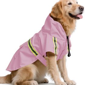 Dog Rain Coat, Waterproof Adjustable Dog Rain Jackets, Reflective Strap Pet Rain Coat with Leash Hole, Hooded Snowproof Windproof Clothes for Small Medium Dog Medium