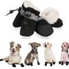 Dog Shoes for Winter, Dog Boots & Paw Protectors, Fleece Warm Snow Booties for Puppy with Reflective Strip Anti-Slip Rubber Sole for Small Medium Size Dogs,Size 7: 2.3"x1.9" (L*W),Black