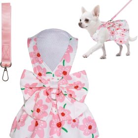 Dog Pink Floral Bowknot Dress Cute Puppy Dress Pet Outfits for Puppy Cat Spring Summer