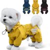Dog Raincoat, Waterproof Dog Rain Jacket with Hood, Rain Coat with Leash Hole, Reflective Strap for Small Medium Dogs, Lightweight Puppy Clothes(Yellow,M)