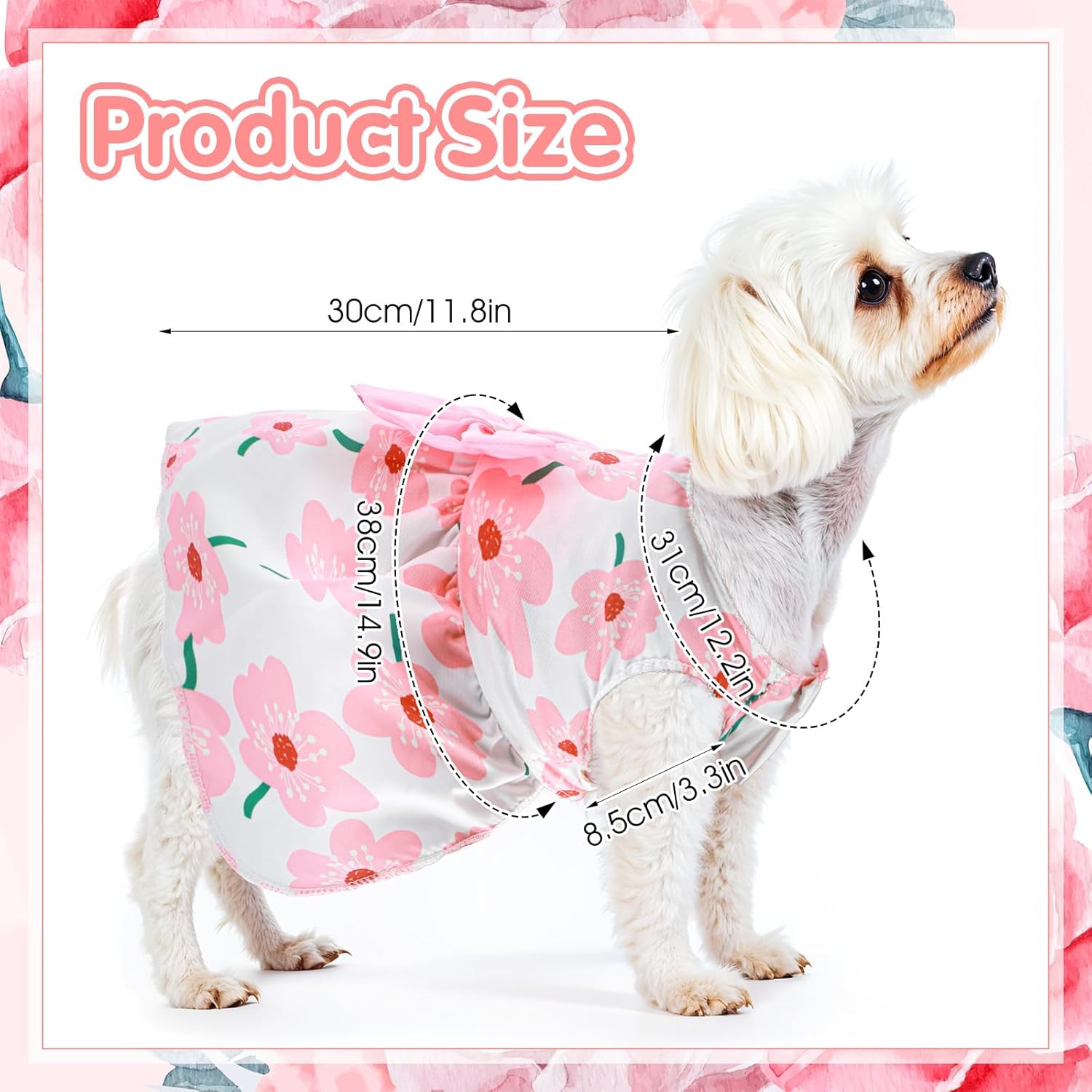 Dog Pet Clothes Dog Dresses, Cute Floral Puppy Dresses Pet Cat Princess Bowknot Clothes Cute Puppy Summer Outfits for Medium and Small Dogs Cat Girls(Medium) - Image 2