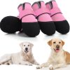 Dog Shoes, Outdoor Dog Boots Non-Slip Waterproof Dog Booties for Medium to Large Dogs 4Pcs for Winter Snowy Day, Summer Hot Pavement with Rugged Sole Pink