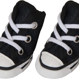 Extreme-Skater Casual Canvas Year-Round Dog Shoes Sneakers - Paw Protectors with Laced Support - Set of 4 Pet Shoes