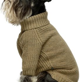 Thermal Knitted Dog Sweater Doggy Winter Coat Pet Clothes Doggie Turtleneck Jacket Puppy Outfits Cat Sweatsuit Sage Green Medium