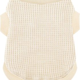 Cozy Lightweight Dog Sweaters Shirt for Small Puppies: Stretchable Beige Tank Top Attire, Perfect for Chihuahuas and Yorkies - Enhancing Comfort and Playfulness on Chilly Days - Medium