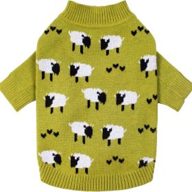 Funny Sheep Dog Sweater, Thermal Winter Clothes for Small Dogs, Boy, Girl - Dog Holiday Pullover Jumper, Pet Outfit - Black, Green, White, S